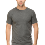 Men's Half Sleeve T-Shirt - Charcoal Melange, 100% Cotton, 180 GSM