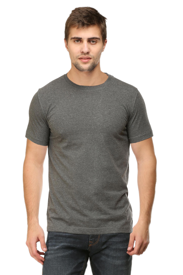 Men's Half Sleeve T-Shirt - Charcoal Melange, 100% Cotton, 180 GSM