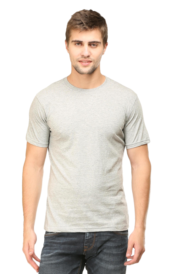 Men’s Half Sleeve T-Shirt - Gray Melange, 180 GSM, 100% Cotton