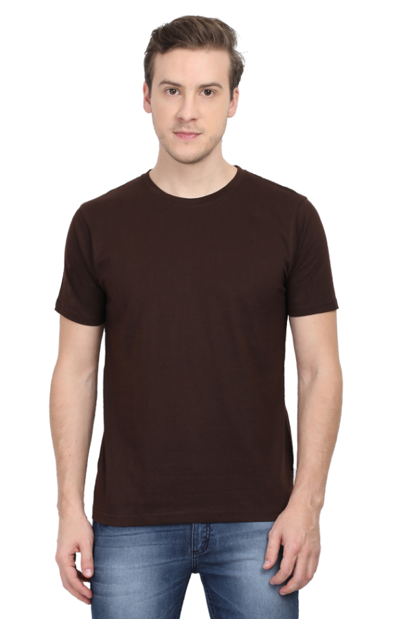 Men's Half Sleeve T-Shirt - Coffee Brown, 100% Cotton & Bio-Washed