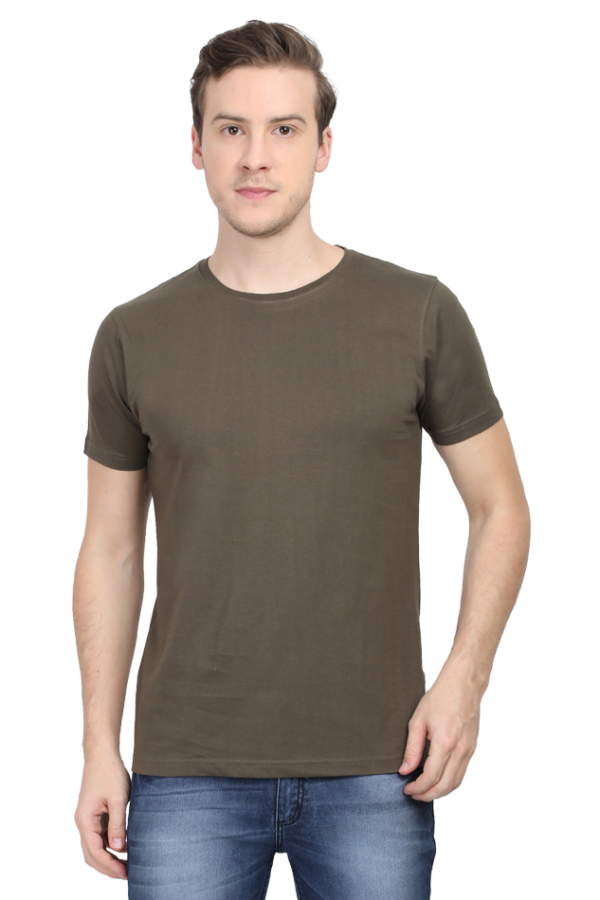 Men’s Half Sleeve T-Shirt - Olive Green, 100% Cotton Comfort