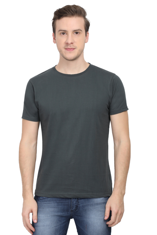 Men's Half Sleeve T-Shirt - Steel Grey, 100% Cotton, Bio-Washed