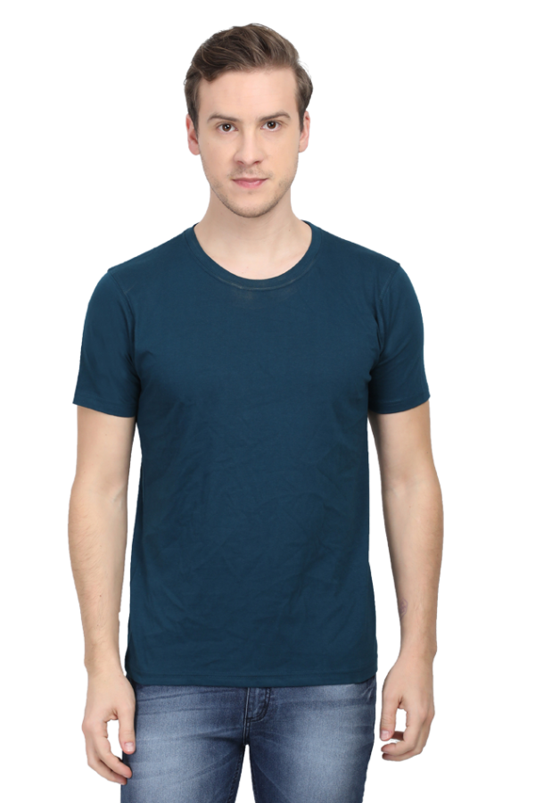 Men's Half Sleeve T-Shirt - Petrol Blue, 100% Cotton, Bio-Washed