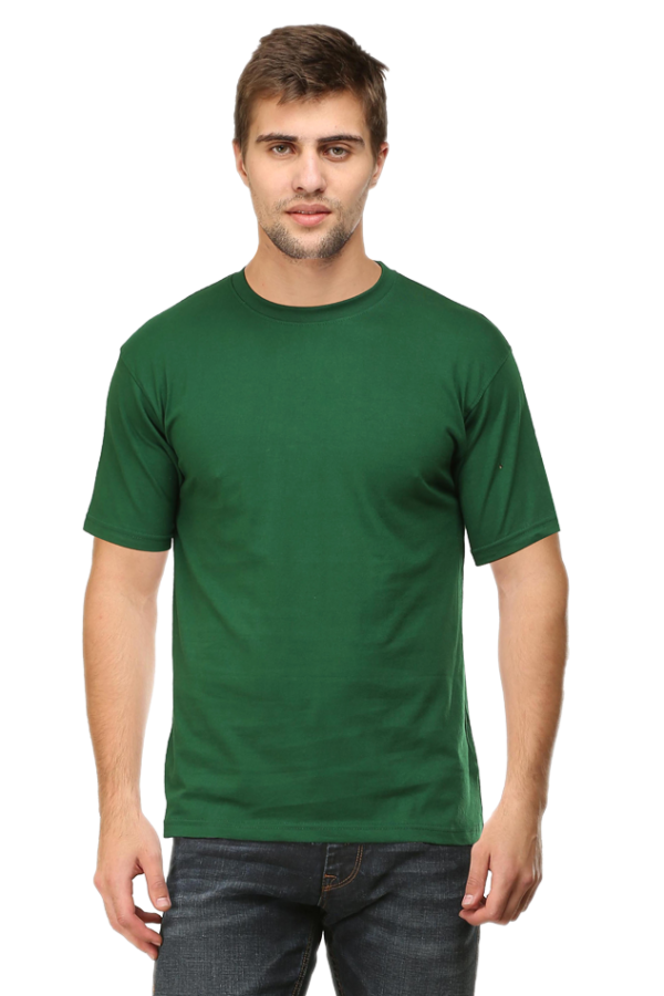 Men’s Half Sleeve T-Shirt - Bottle Green, 100% Cotton, Bio-Washed