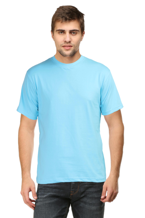 Men's Half Sleeve T-Shirt - Sky Blue, 100% Cotton & Bio-Washed