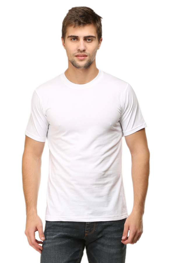 Men's Half Sleeve T-Shirt - White, 100% Cotton, 180 GSM