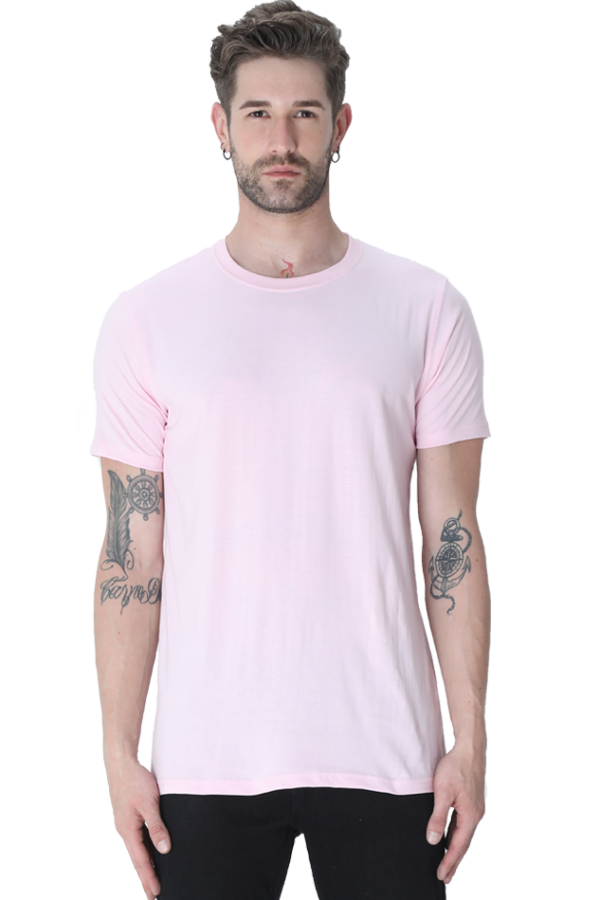 Men's Half Sleeve T-Shirt - Light Baby Pink, 100% Cotton