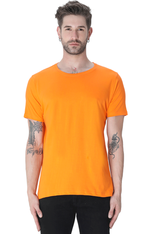 Men’s Half Sleeve T-Shirt - Orange, 100% Cotton & Bio-Washed