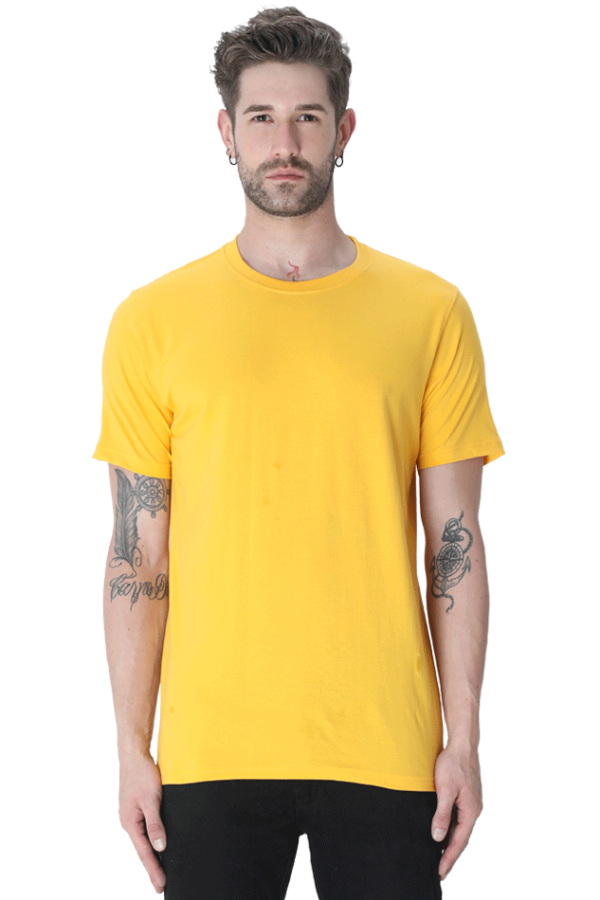 Men's Half Sleeve T-Shirt - Golden Yellow, 100% Cotton