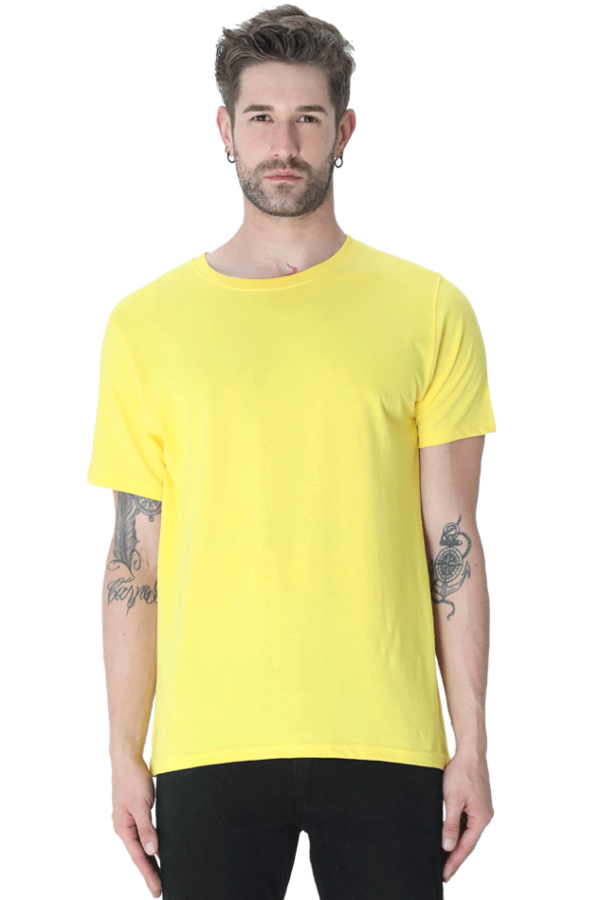 Men's Half Sleeve T-Shirt - New Yellow, 100% Cotton, Bio-Washed