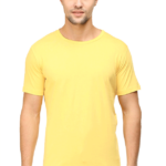 Men’s Half Sleeve T-Shirt - Yellow, 100% Cotton & Bio-Washed
