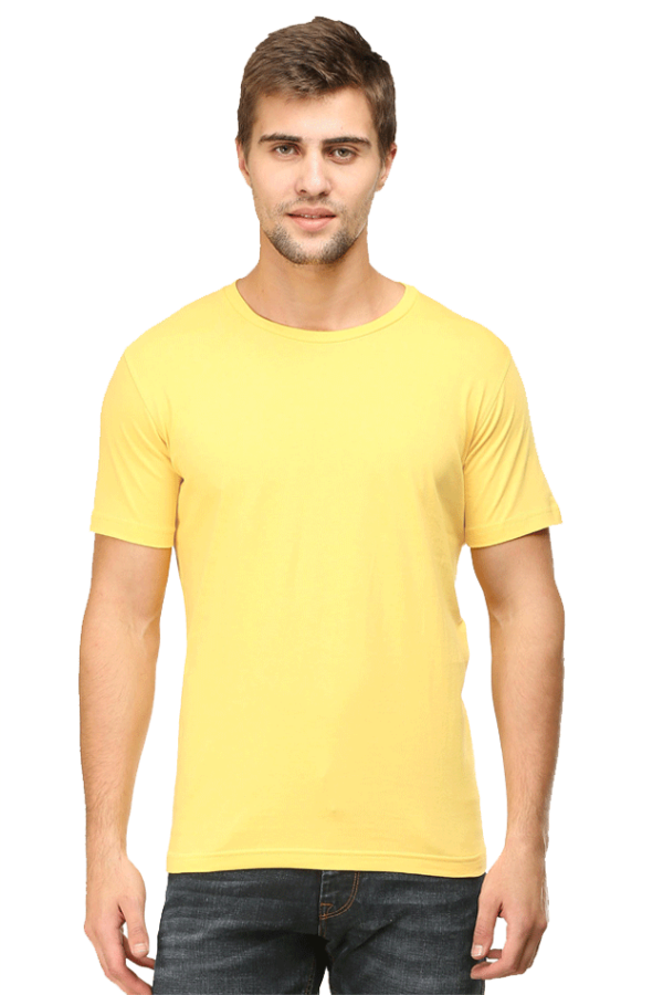 Men’s Half Sleeve T-Shirt - Yellow, 100% Cotton & Bio-Washed