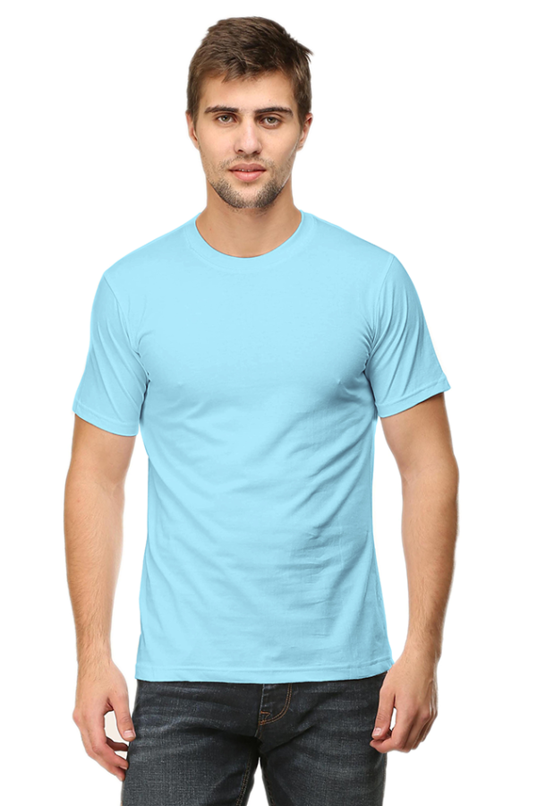 Men's Half Sleeve T-Shirt - Baby Blue, 100% Cotton Comfort