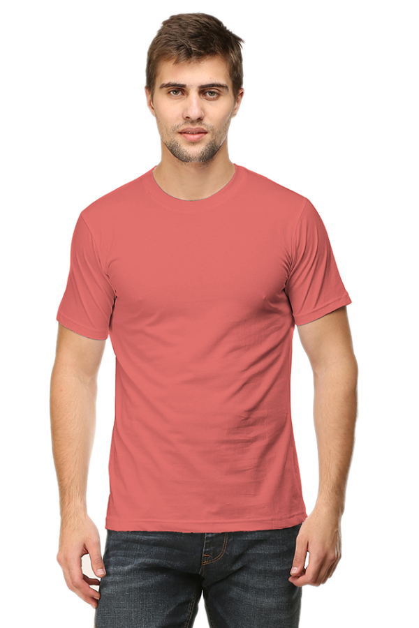 Men's Half Sleeve T-Shirt - Coral, 100% Cotton, Bio-Washed