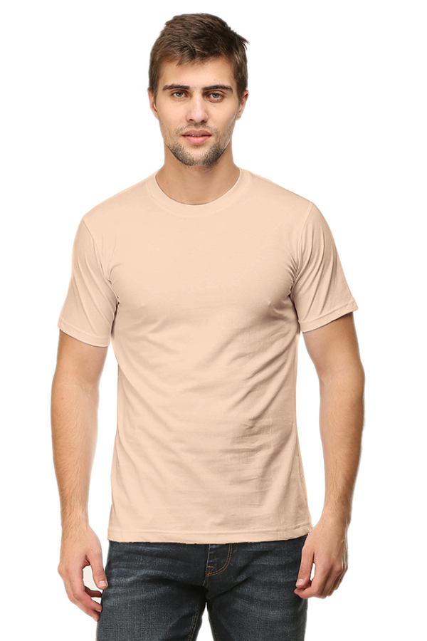 Men's Half Sleeve T-Shirt - Peach, 180 GSM, 100% Cotton