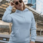 Unisex Mid-Weight Hooded Sweatshirt – Baby Blue, 100% Cotton