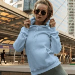 Unisex Mid-Weight Hooded Sweatshirt – Baby Blue, 100% Cotton