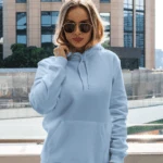 Unisex Mid-Weight Hooded Sweatshirt – Baby Blue, 100% Cotton