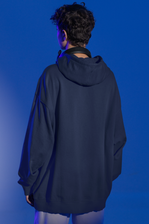 Heavyweight Oversized Hooded Sweatshirt - Navy Blue