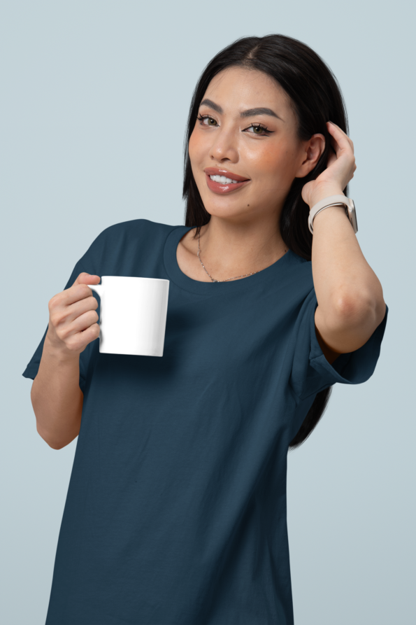 Unisex Premium Heavy Oversized T-Shirt – Petrol Blue, 100% Cotton