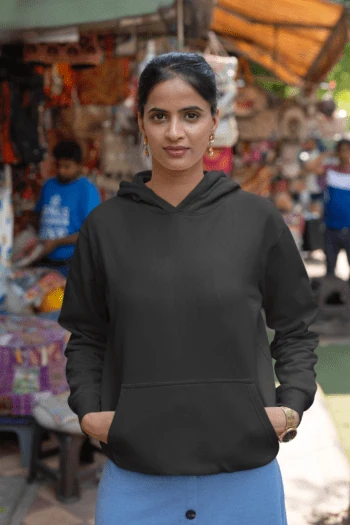 Unisex Mid-Weight Hooded SweatShirt - Black