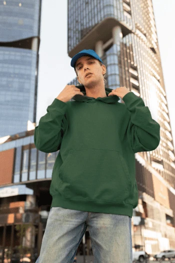 Bottle Green 300 GSM cotton hoodie – Fabveda