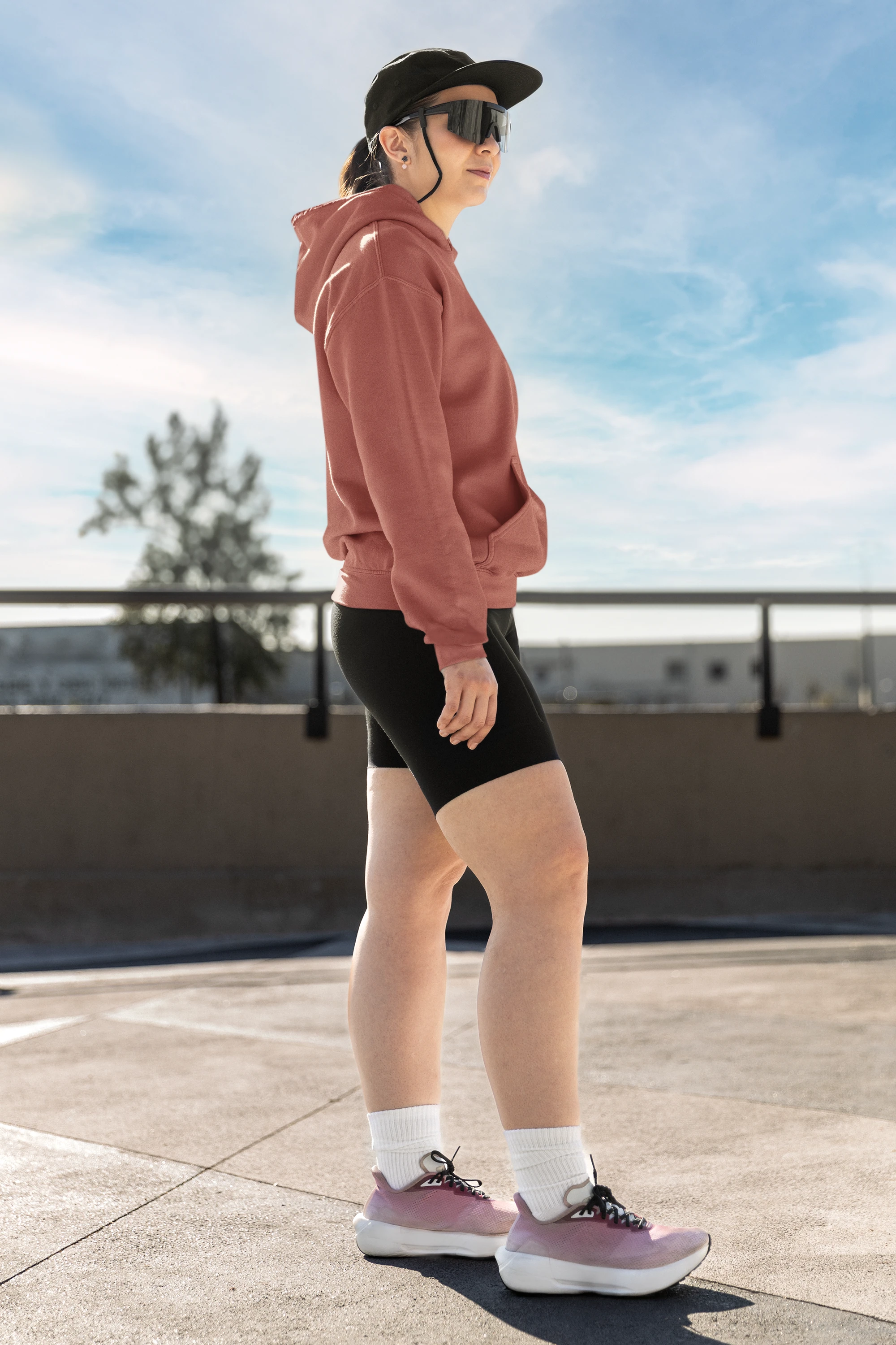 Unisex Mid-Weight Hooded SweatShirt - Coral Unisex Mid-Weight Hooded SweatShirt - Coral