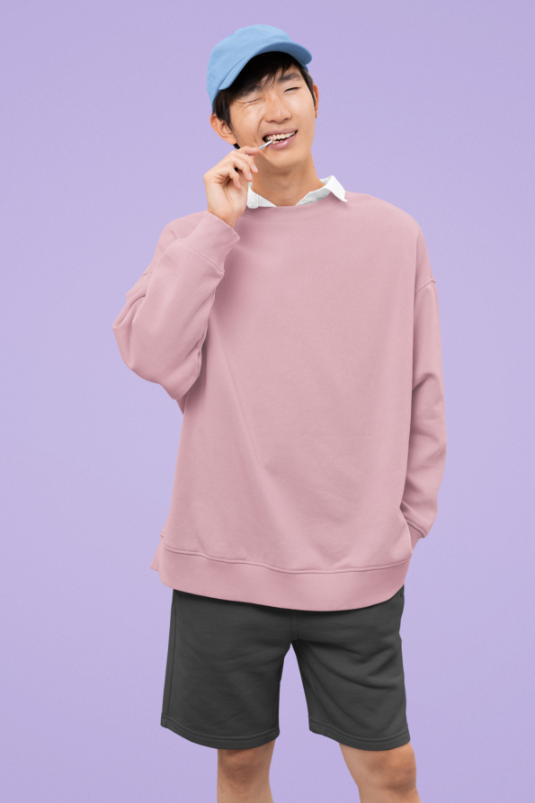 Heavyweight Oversized Sweatshirts - Light Baby Pink