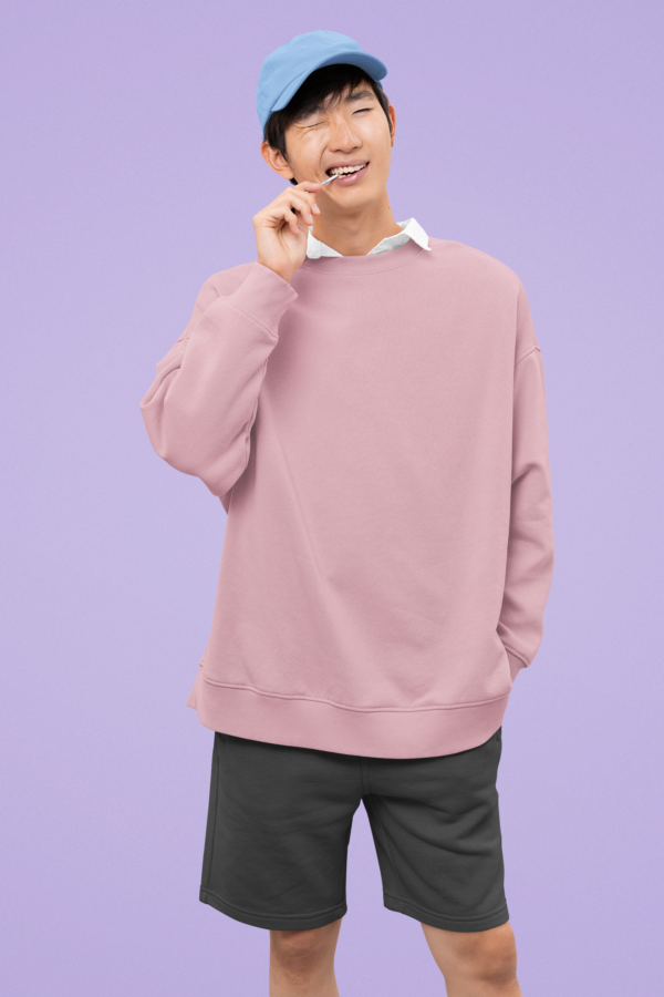 Heavyweight Oversized Sweatshirts - Light Baby Pink