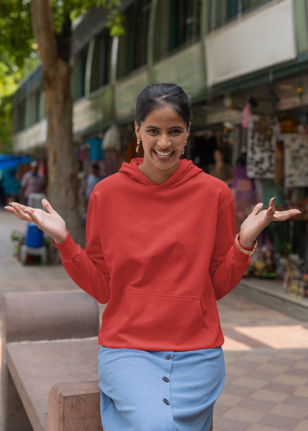 Unisex Mid-Weight Hooded SweatShirt - Red