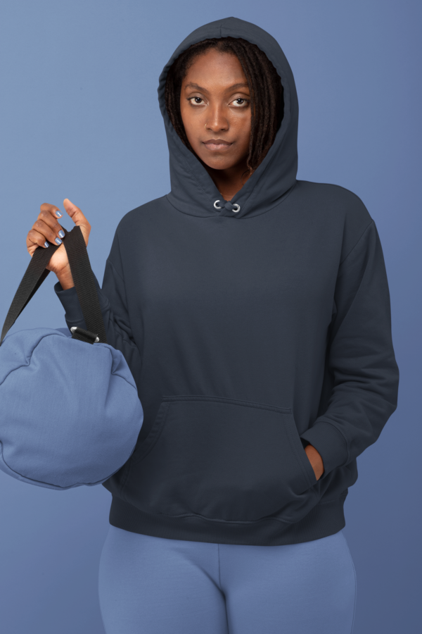 Unisex Mid-Weight Hooded SweatShirt - Navy Blue