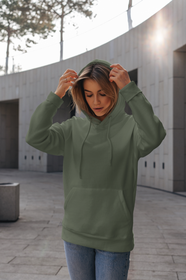 Unisex Mid-Weight Hooded SweatShirt - Olive Green