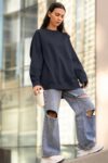 Heavyweight Oversized Sweatshirts – Navy Blue