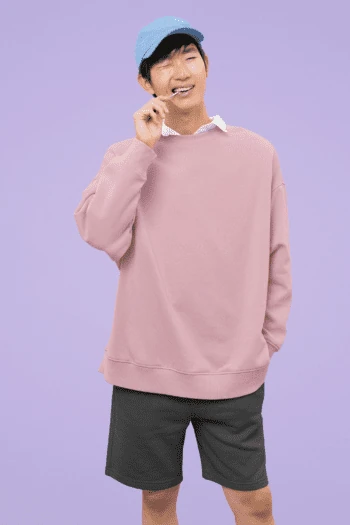 Heavyweight Oversized Sweatshirts - Light Baby Pink