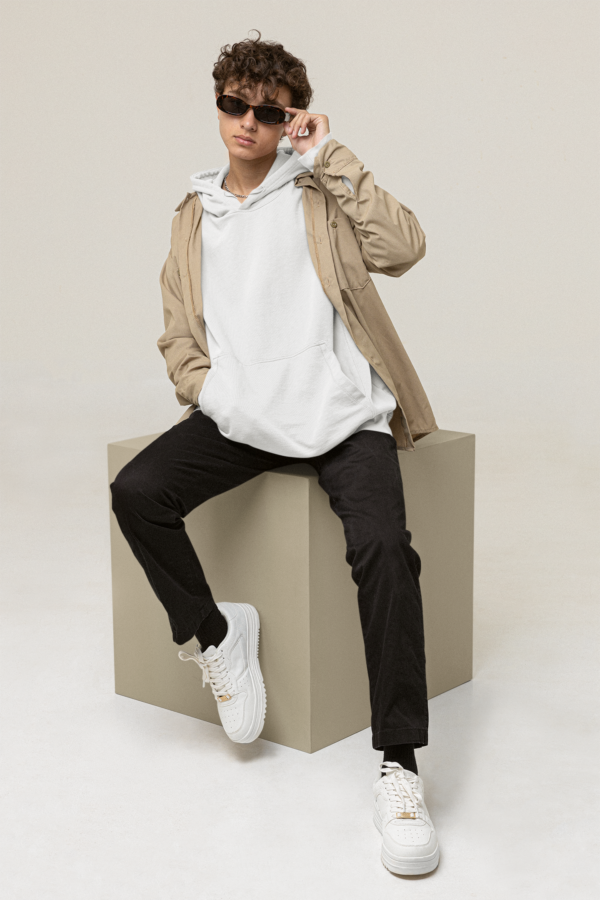 Heavyweight Oversized Hooded Sweatshirt - White