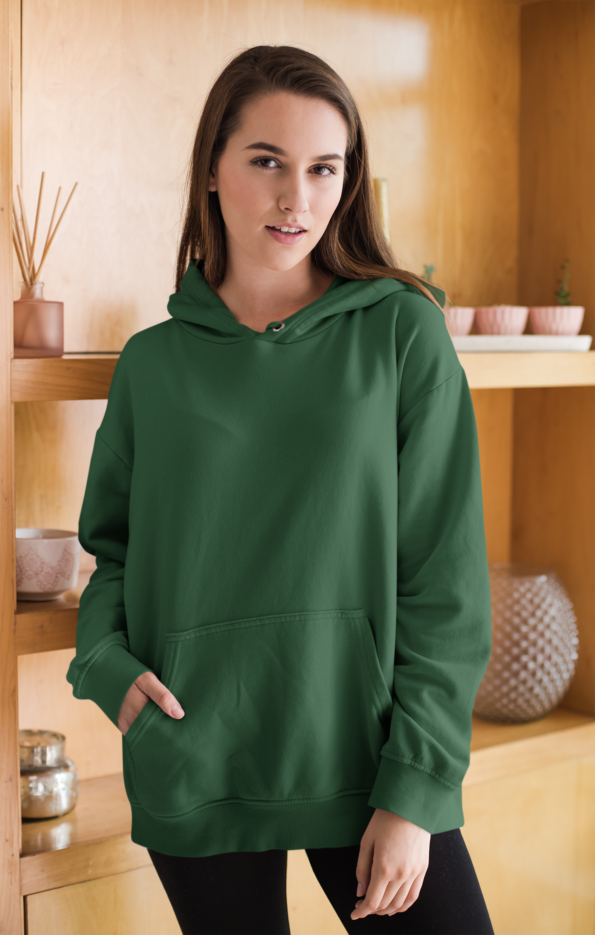 Unisex Mid-Weight Hooded SweatShirt - Bottle Green