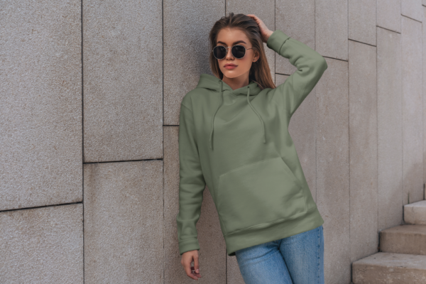 Unisex Mid-Weight Hooded SweatShirt - Olive Green