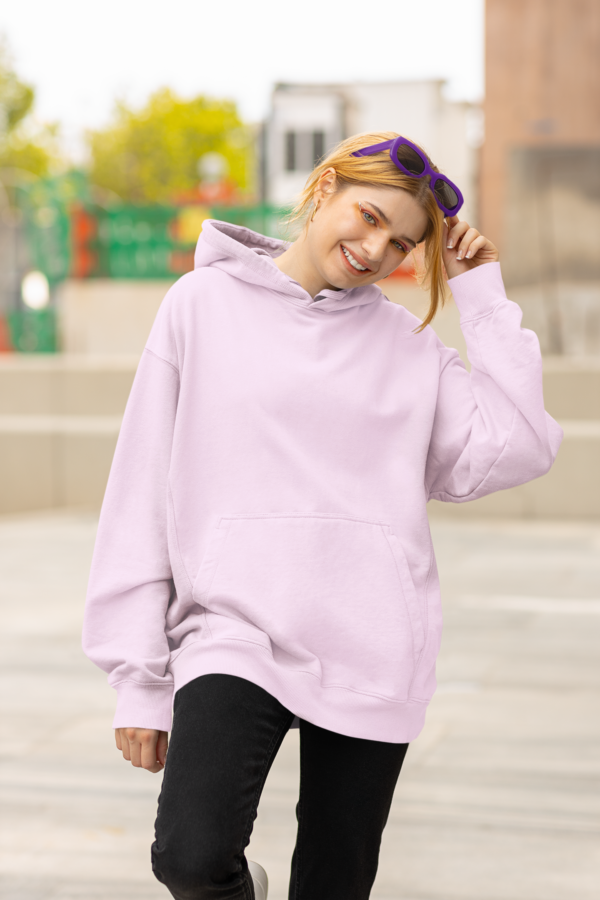 Unisex Mid-Weight Hooded SweatShirt - Light Baby Pink