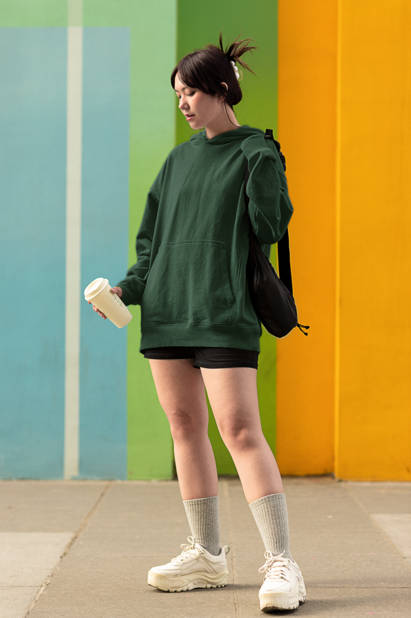 Heavyweight Oversized Hooded Sweatshirt - Bottle Green