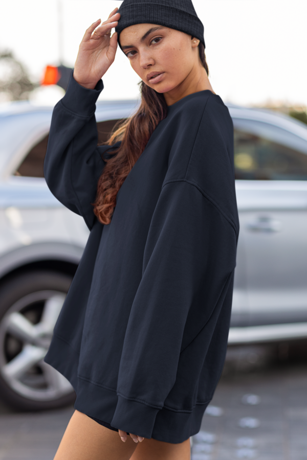 Heavyweight Oversized Sweatshirts - Navy Blue