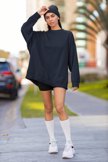 Heavyweight Oversized Sweatshirts - Navy Blue