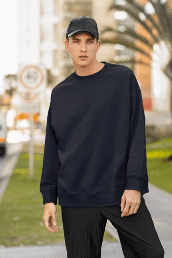 Heavyweight Oversized Sweatshirts - Navy Blue