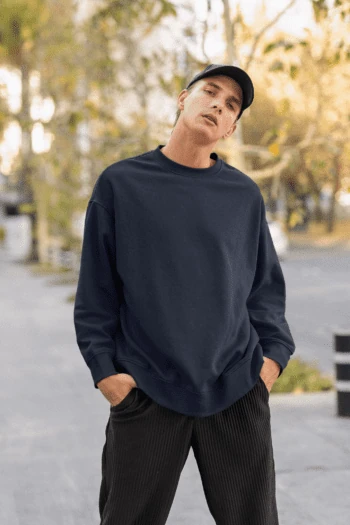 Heavyweight Oversized Sweatshirts - Navy Blue