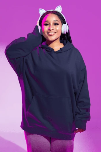 Heavyweight Oversized Hooded Sweatshirt - Navy Blue