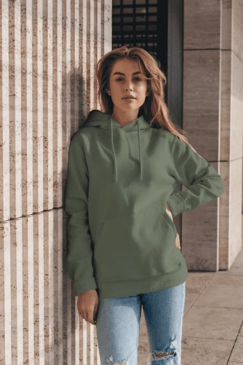 Olive Green 300 GSM cotton hoodie – Fabveda