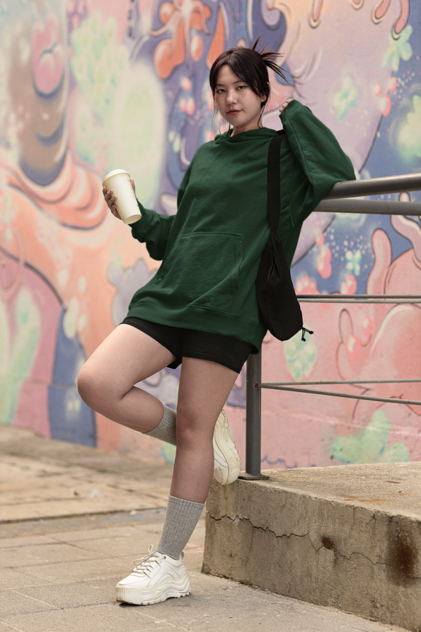 Heavyweight Oversized Hooded Sweatshirt - Bottle Green