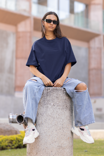 Unisex Premium Heavy Oversized T-Shirt - Navy Blue