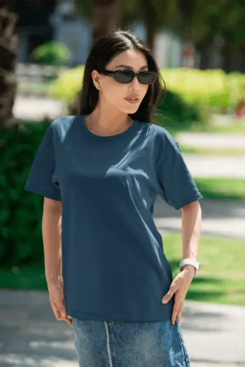 Petrol Blue 240 GSM heavyweight oversized cotton t-shirt – Fabveda