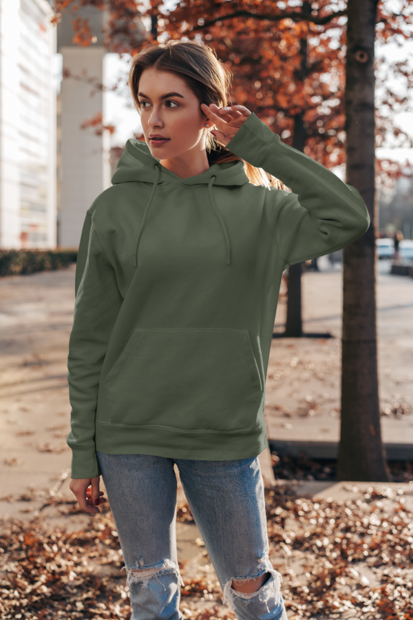 Unisex Mid-Weight Hooded SweatShirt - Olive Green