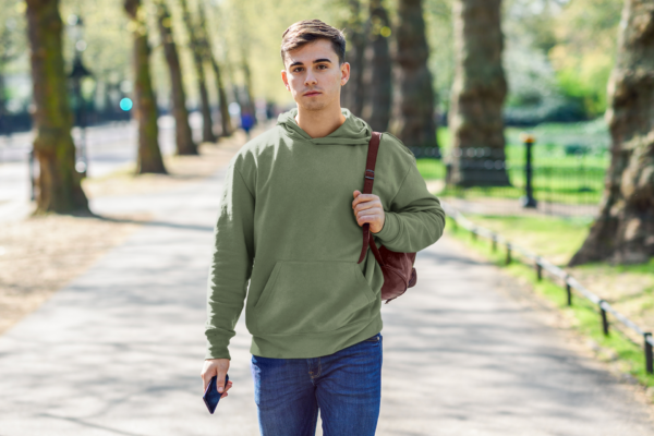 Unisex Mid-Weight Hooded SweatShirt - Olive Green